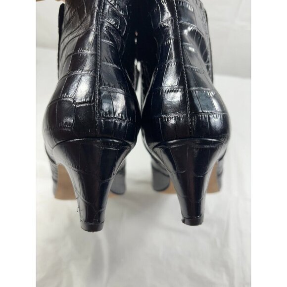 Grigiarancio Black CROC EMBOSSED leather ankle bootie size 9.5 - Picture 7 of 14